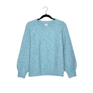 J. CREW Honeycomb Balloon Sleeve Sweater Wintergreen Knit Casual Women's M